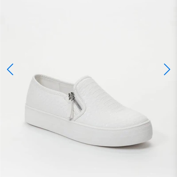 Courtney Platform Shoe Dazzle White Textured Slip-On Sneakers - Picture 3 of 8